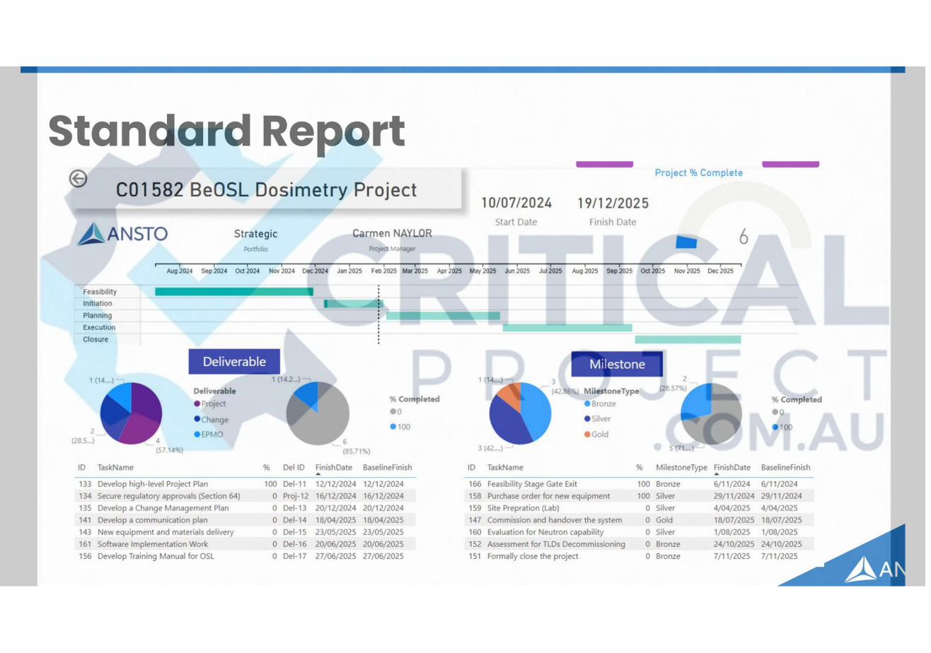 Standard Report – C01582 BeOSL Dosimetry Project